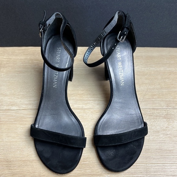STUART WEITZMAN Nudistcurve 75 Block Heel Sandal (Women), BLACK SIZE 7 US - Picture 2 of 8